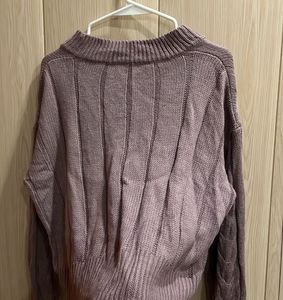 Cozy Mauve Cable Knit Sweater