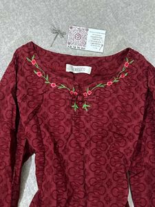 Maroon Cheongsam Knot Kurti