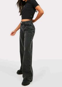 Stylish Wide Leg Washed Denim Jeans