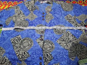 Blue Printed Kurta with Button Detail