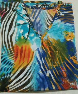 Vibrant Abstract Print V-Neck Top