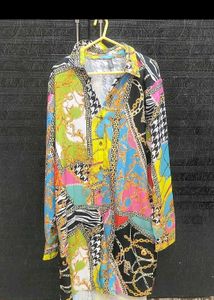 Colorful Printed Long Sleeve Shirt Dress