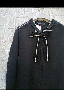 New with tag Korean Chic Black Bow Blouse