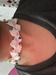 Boho White Crochet Choker with Beads