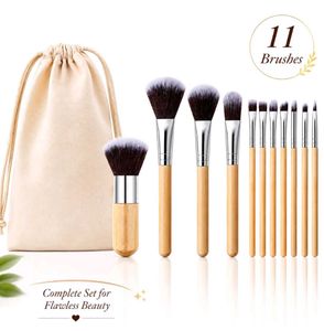 Super Soft Bristles Bamboo Makeup Brush Set with P