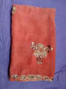 Peach Embellished Saree