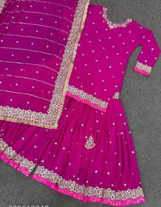 Pink Embroidered Gharara Suit
