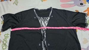 Black Short-Sleeve With Attached Front Plus Size