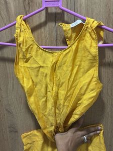 Stylish Yellow Cut-Out Maxi Dress
