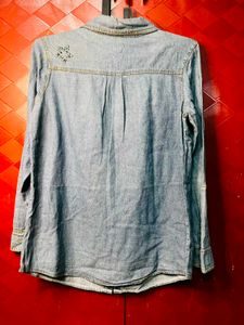 Stylish Denim Shirt with Studs &amp; Stars