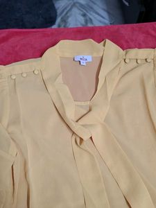 Chic Yellow Ruffle Sleeve Blouse