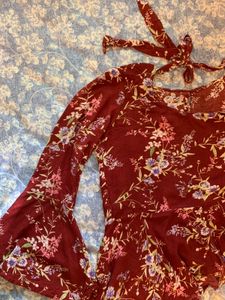 Y2k Floral Back Tie Up Top
