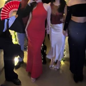 Stunning Red High Neck Maxi Dress