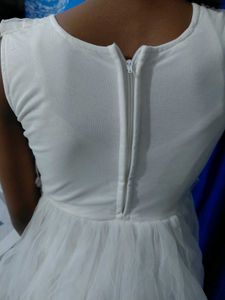 Chic White Party Dress with Gold Dots