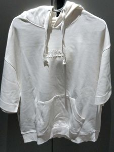 White Short Sleeve Hoodie