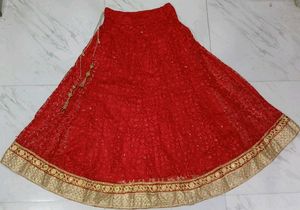 Net Lehenga Choli With Dupatta Set❤️(Red &amp; Golden)