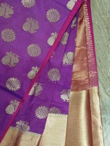 Purple &amp; Gold Kanjeevaram Silk Saree