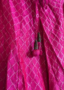Vibrant Pink Ethnic Skirt with Black Border