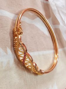 Bracelet Golden With Silver&amp;Pink Color Embed Stone