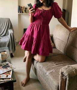 Chic Puff Sleeve Tiered Dress