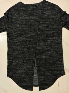 Marled black Grey Long Sleeve Top