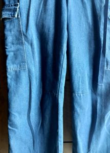 Women's Blue heavy Denim Cargo Pants