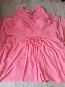 Elegant Pink Ruched Maxi Dress