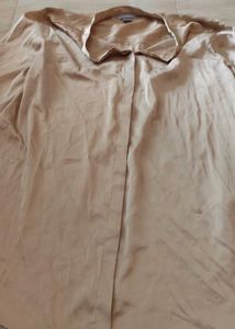 Elegant Beige Satin Button-Up Top