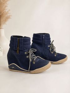 Stylish Blue Wedge Ankle Boots