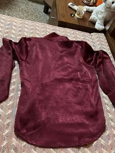 Burgundy Satin Two-Piece Set