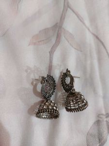 oxidised jumka and earring