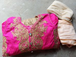 Stunning Pink &amp; Gold Lehenga Choli Set