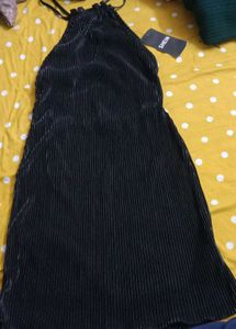 XS size Sleek Black Halter Mini Dress