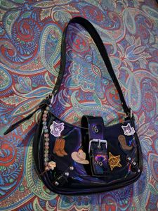 Y2K Black Patent Western Bag