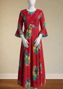 Red floral dress