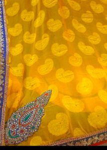 Vibrant Yellow Saree with Embellished Border
