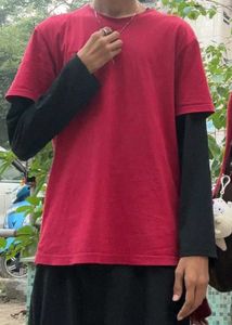 Men's fitted and croped Red T-Shirt