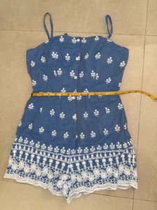 Blue Floral Romper Jumpsuit