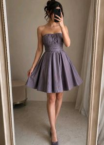 Elegant Strapless Navy Dress