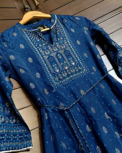 Sabhyata Elegant Blue Printed Anarkali Kurta
