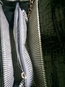 Black Crocodile Embossed Clutch