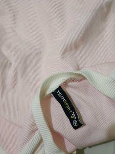 Pink &amp; White "Self Care" crop tshirt