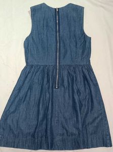 Classic Blue Denim Fit and Flare Dress