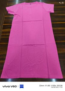 Vibrant Pink Casual T-Shirt long dress
