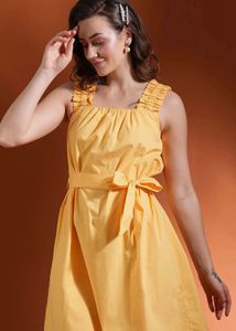 Large Size Sunny Yellow A-Line Midi Dress