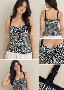 Abstract Print Twist Front Bikini Top