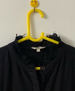 AND Black Ruffled Neck Top