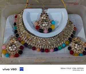 Vibrant Kundan Necklace &amp; Earring Set