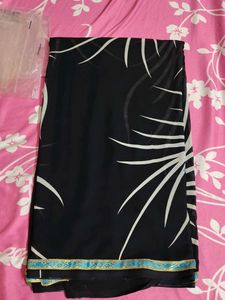 Boho Chic Floral Print Sheer Saree