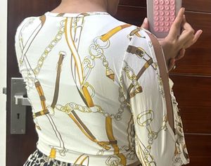 Chic Chain Print Wrap Top